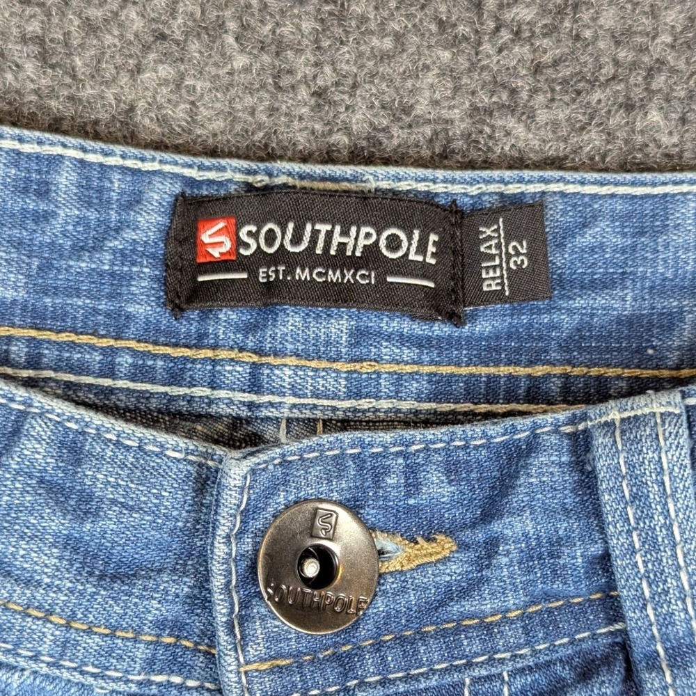Southpole Relaxed Fit Denim Shorts Light Wash Blue Mens Size 32 Y2K Streetwear - Picture 2 of 14